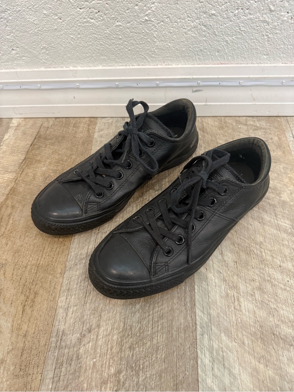 Converse Black Leather Low-Top Sneakers